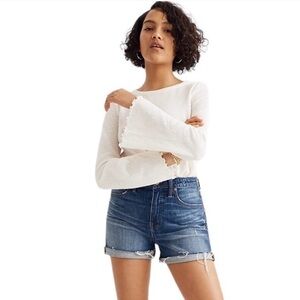 Madewell Curvy High Rise Denim Cutoffs Shorts with Raw Edge Hem Size 28